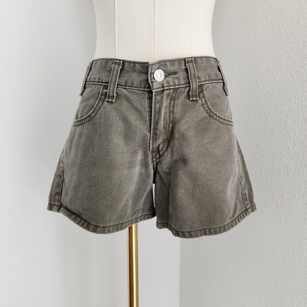 Vintage Levi's Olive Green Mid Rise Loose Fit Denim Shorts Cotton Casual 2